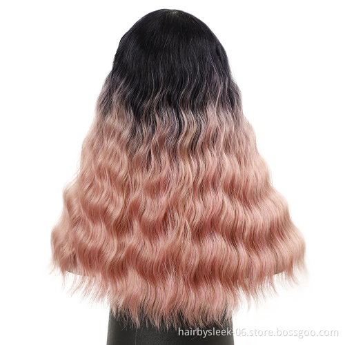 The princess ombre color Cake curly hair water wave With Bang 18inches soft natural synthetic braiding hair wigs for black woman